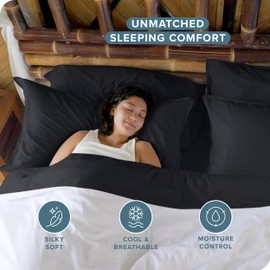 Bare Home 100% Rayon Made from Bamboo Luxury Full Sheet Set - 4 Piece Bedding Set - Deep Pockets - Cooling Sheets - Breathable - Easy Fit - Soft Bedding Sheets & Pillowcases (Full, Black)