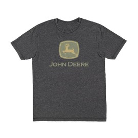 John Deere Men's Vintage Wash Heathered Black Logo T-Shirt Ultra Soft (US, Alpha, 3X-Large, Regular, Regular, Heathered Black)