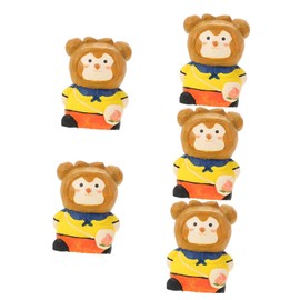 TEHAUX 5pcs Wooden Carved Monkey Ornament Creative Journey West Statue Unique Figurine for Home Decor for Living Room Office Meditation Space Artistic Wooden Monkey Decoration