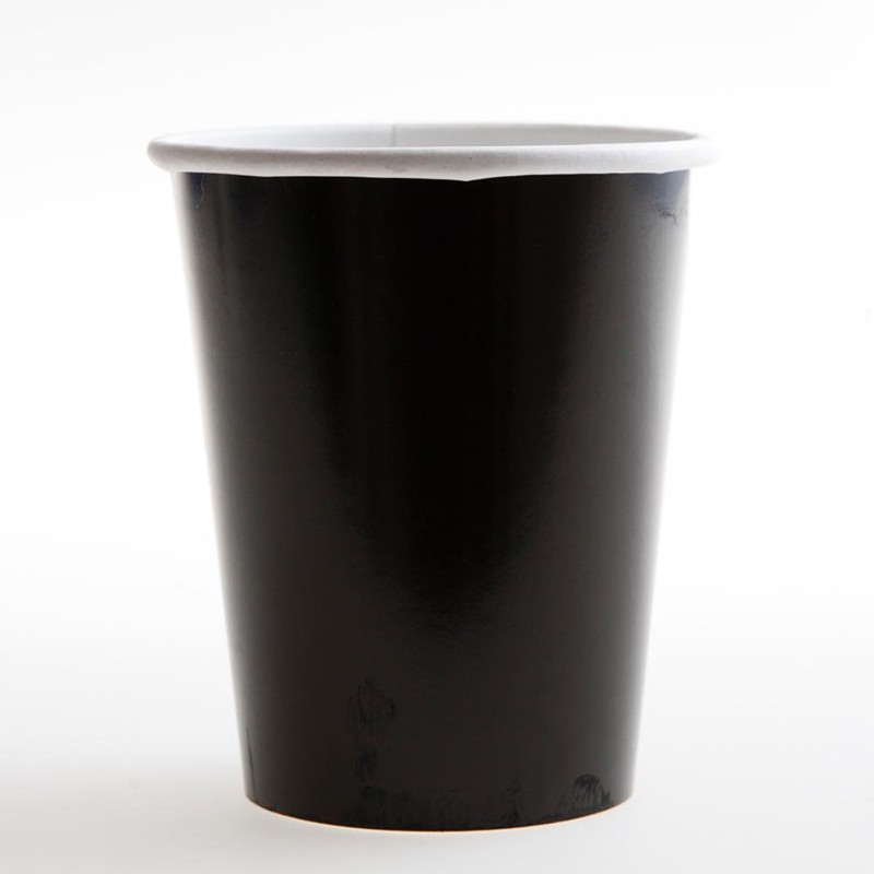 Solid Black Paper Cups - 12 oz (Pack of 10)