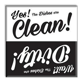 Dishwasher Magnet Clean Dirty Sign, Strong Clean and Dirty Magnet for Dishwasher (Elegant Script Design)