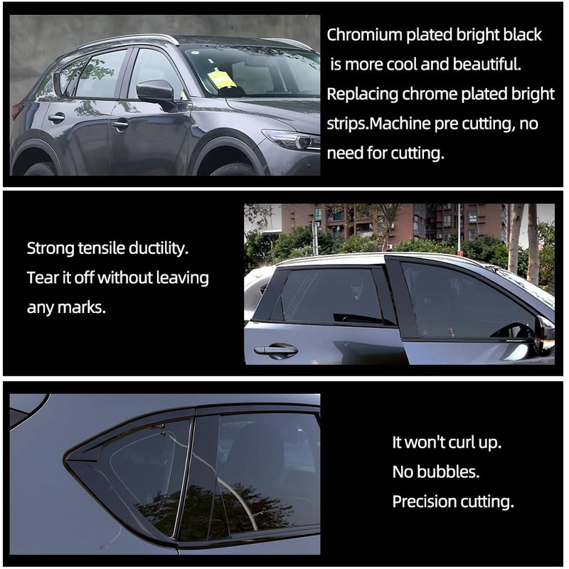 dewoshangmao Window Trim Chrome Delete Blackout Overlay Kit Pre-Cut Vinyl