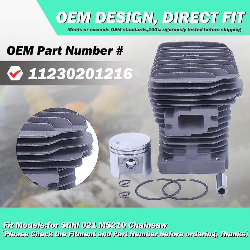 Adefol 40mm Cylinder Piston Kit For Stihl MS210 021 MS