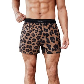 Milumia Traje de baño para hombre con estampado de leopardo, bolsillo de letras, secado rápido, pantalones cortos de playa, Multicolor, X-Large