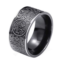 HIJONES Men's Ancient 4 Guardian Beasts Ring Stainless Steel, Stainless Steel