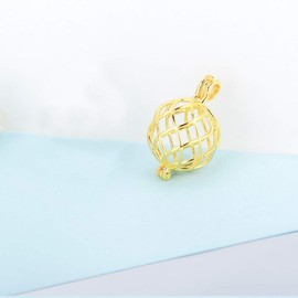 LGSY Twisted Ball Cage Pendants for Pearl Jewelry Making Gold Plated