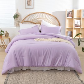 weigelia King Size Comforter Set Boho Lavender Purple Comforter Set Bed in a Bag 7 Pieces King Comforter Set with Sheets Reversible Microfiber Comforter Soft All Season for Women and Men