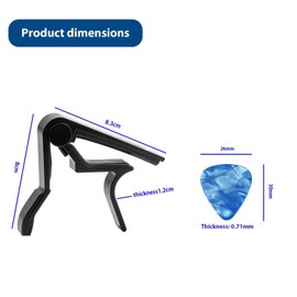 NIYATA Capo for Classical Guitar Capo for Electric Guitar with 6 Picks for Classical and Electric Guitars Ukulele Black