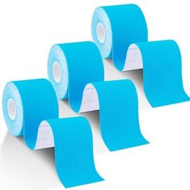 FAMTUPE Kinesiology Tape 3 Rolls (5cm x 5m) - Sports Tape Elastic Physio Muscle Support Tape for Exercise, Sports & Injury Recovery, Waterproof, Breathable & Latex Free (3 Rolls Blue)