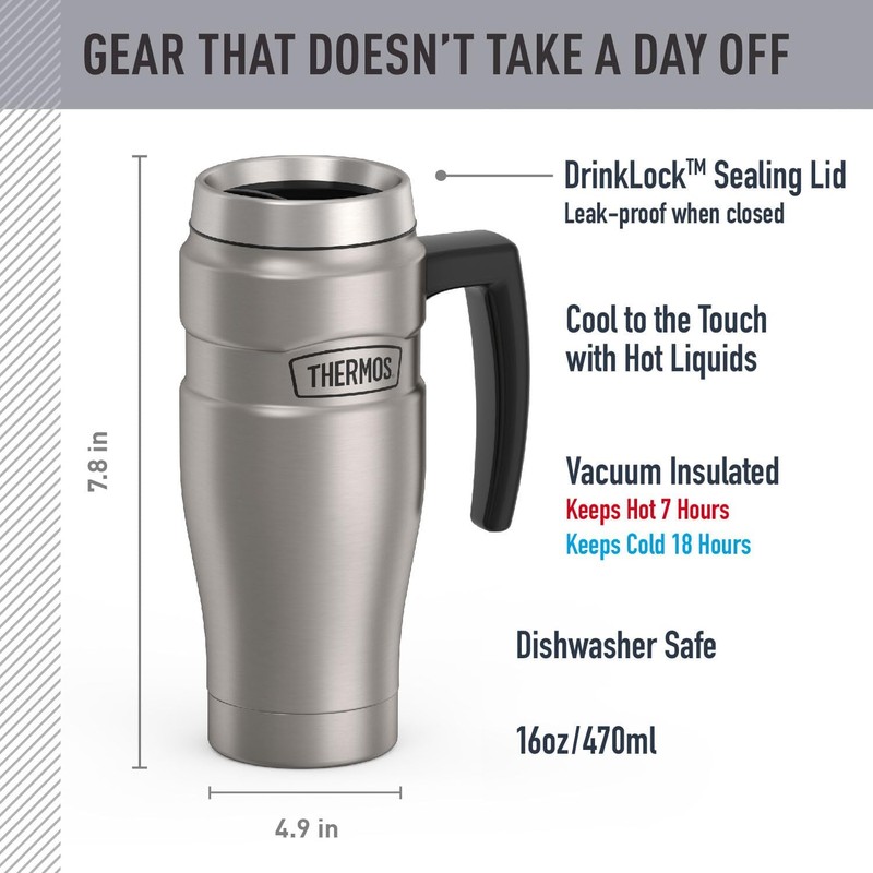 THERMOS Stainless King - Taza de viaje aislada al vacío,