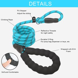 UsunyVora Slip Lead 6 FT for Medium and Large Dogs,Puppy Dog Training Leash Heavy Duty,No Pull Reflective Nylon Dog Leash,Rope Training Leash for Dogs That Pull,Sky Blue