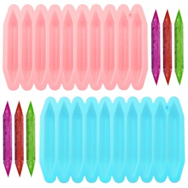2Pcs Reusable Silicone Oven Safe 10 Cavity Crayon Molds, Double Tipped 3D Wax Crayons Mold for Making Chocolate, Candle Melting, DIY (Blue, Pink)