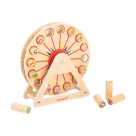 Janod - Applepop Wooden Ferris Wheel - Children’s Game - 1 Ferris Wheel + 16 Pieces - Develops Reflection and Concentration - FSC Wood Toy - 5 Years +, J03358