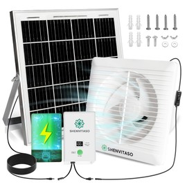 Solar Powered Exhaust Fan Kit, 25W 8" Ventilation Fan with 7500mAh Battery, 430CFM, IP44 Waterproof, for Chicken Coop, Greenhouse, Sheds, RV, Outdoor Cooling