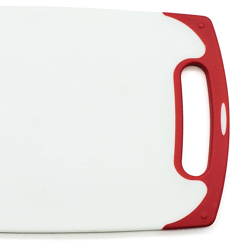 Starfrit 10-Inch x 6-Inch Antibacterial Cutting Board, White and Red