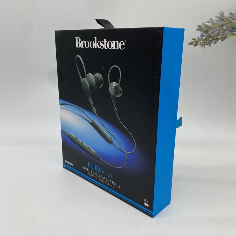 Brookstone Flexvibe Wireless Neckband Earbuds in Green Noise Reducing BSGTE152GY