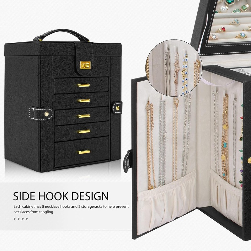 AKOZLIN Jewelry Box Organizer Functional Leather Jewelry Storage Case for