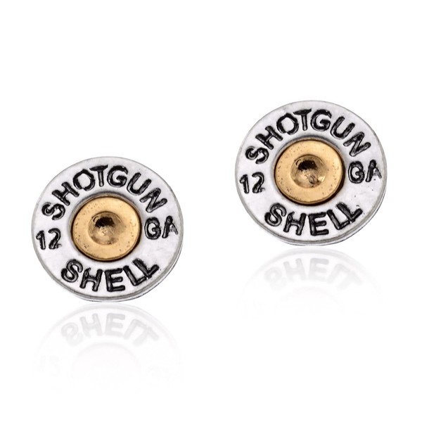 PammyJ Silvertone 15mm Simulated Bullet Shotgun Shell Post Earrings
