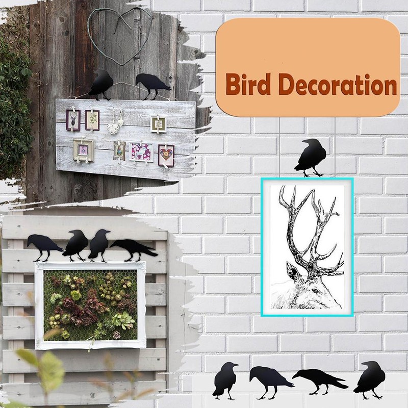 4 Pcs Crow Acrylic Bird Sculpture Bird Silhouette Garden Art