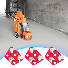 3Pcs Trapezoid Diamond Grinding Disc, 30 Grit Floor Grinding Pad Concrete Grinding Disc with M9 Mounting Hole, for Granite Stone Marble Floor Grinder or Polishing (3 Arrow Teeth-Red)