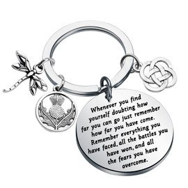 Lywjyb Birdgot TV Show Inspired Gifts Scottish Thistle Dragonfly Charm Keychain Gift for Movie Fans (outlan key)