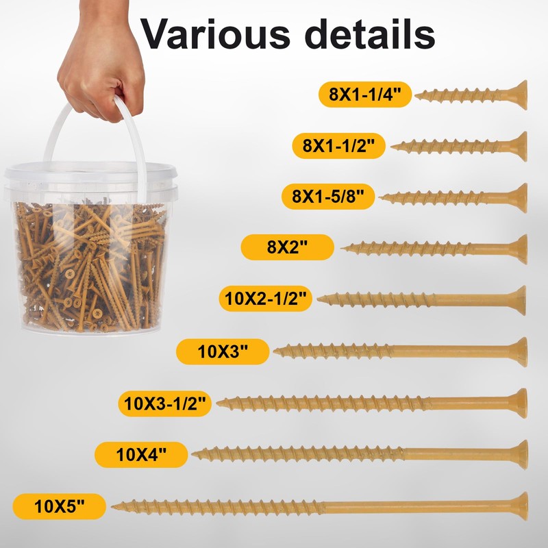 Bobibbi Deck Screws #10 x 4’’, T25 Star Torx Drive