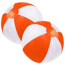 PENTA ANGEL Beach Balls 2PCS 12 Inch Inflatable/Blow Up Classic Rainbow Color Summer Swimming Pool Party Favors Water Toy Beachball for Women Men Adults Playing (Orange&White, 12 Inch)