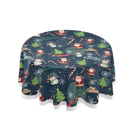 Mnsruu Christmas Tablecloths, Christmas Pattern Decorative Table Cloth for Circular Table Cover Dinner Table Parties