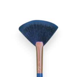 F.A.R.A.H Fan Brush "Blue Orchid" 28F - Vegan Highlight & Bronzing Brush - Brass Ferrule & Wooden Handle Professional Fan Makeup Brush