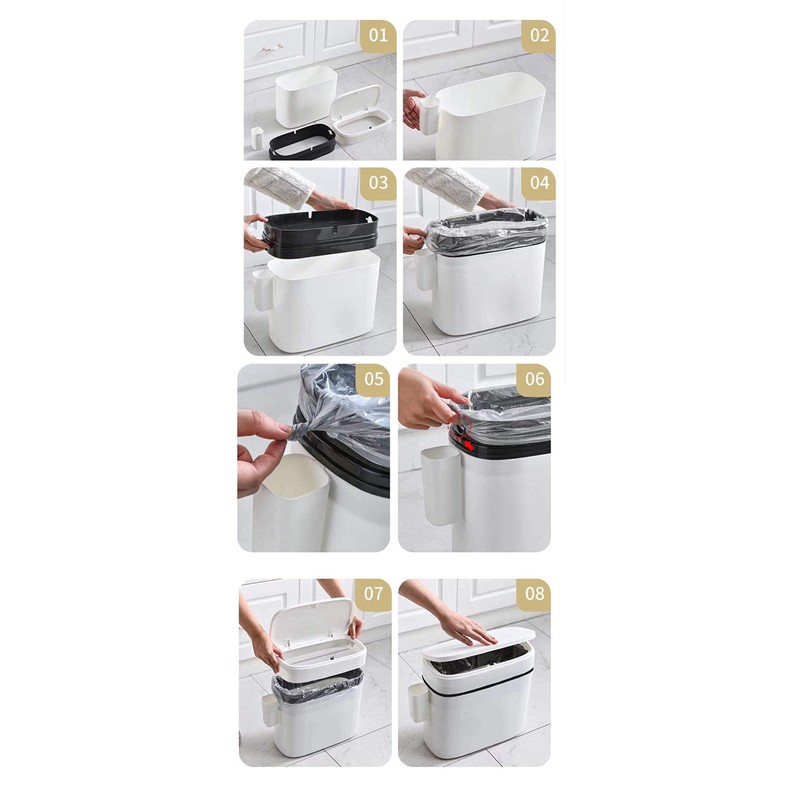 KLGO 12 Liter Slim Plastic Trash Can with Lid,2.6 Gallon