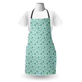Ambesonne Botanical Apron, Mint Leaves Spicy Herbs Cooking Ingredients Forest Garden Aroma Cocktail Doodle, Unisex Kitchen Bib with Adjustable Neck for Cooking Gardening, Adult Size, Sea Green