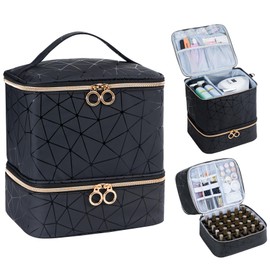 Uross Nail Polish Organizer Bag Holds 30 Bottles Nail Polish & Nail Kit -Nail Polish Storage Organizer Bag Nail Supplies Organizer Case for Nail Tech - Black