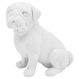 Lesser & Pavey White Velvet Pug Designed Ornament | Home Decor Animal Ornaments For All Homes or Offices | Decorative Home Accessories For All Types of Homes