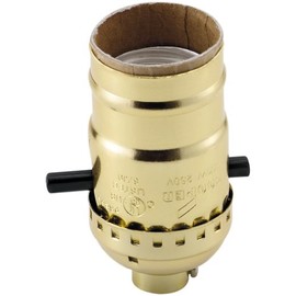 EATON Wiring 940ABD-SP-L 660-Watt Electrolier Medium Base Metal Shell Lamp holder Push Through Switch, Brass Dipped Aluminum