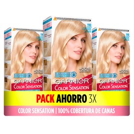 Garnier Garnier Color Sensation Haarfärbe-Set, lebendig und langlebig, vollständige Grauabdeckung, Anwendung mit Pinselschale, seidig weiches Haar, 110 Hellblond Aschblond