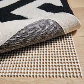 Gorilla Grip Extra Strong Rug Pad Gripper, Grips Keep Area Rugs in Place, Thick, Slip and Skid Resistant Pads for Hard Floors, Under Carpet Mat Cushion and Hardwood Floor Protection, 4x5 FT