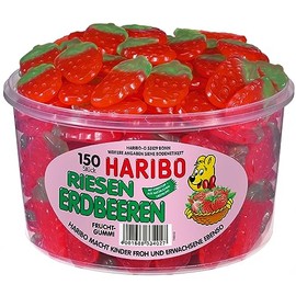 Haribo Riesen Erdbeeren ( Haribo giant Strawberries ) Tub -150 pcs