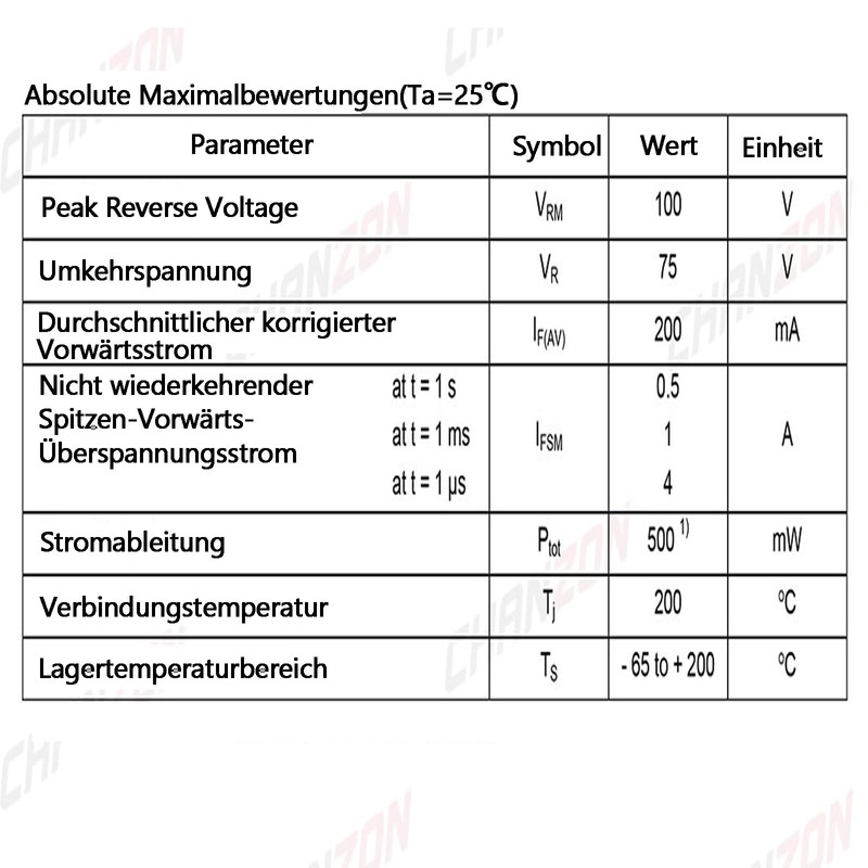 150pcs IN4148 DO-35 High-Speed Switching Diodes 100V 200mA