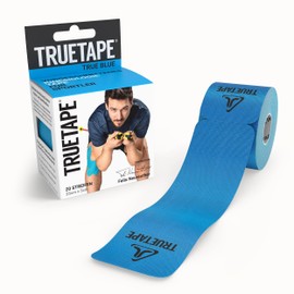 TRUETAPE Kinesiotapes, pre-cut, waterproof and elastic kinesiology tape, 20 pre-cut strips, 25 cm x 5 cm, skin-friendly and extra strong hold, blue