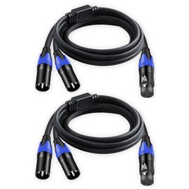 Seefeful XLR Splitter Cable, 1 XLR Female to 2 Male Patch Y Cable Balanced Microphone Splitter Cord Audio Adaptor (5FT-2pack)