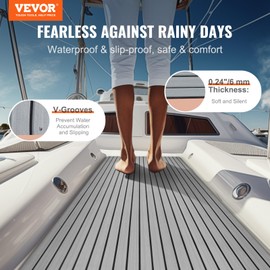 VEVOR Boat Flooring - EVA Foam Decking 94.5" x 45.7", Non-Slip Self-Adhesive, 29.9 sq.ft Marine Carpet for Yacht, Pontoon, Kayak