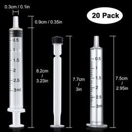 CoKeeSun 20 Pack 3ml Plastic Syringes, No Needle Measuring Syringe, Sterile Syringe for Scientific Labs, Feeding Pets, Oil or Glue Applicator, Individually Sealed