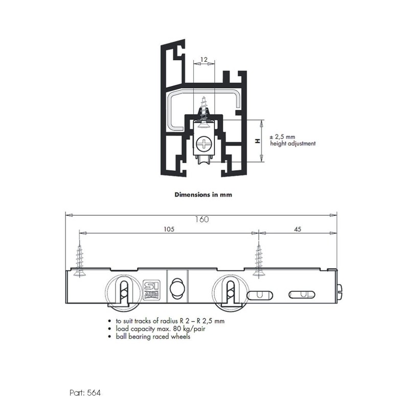 Siegenia Aubi SI Inline Patio Door Bogie Roller Pair