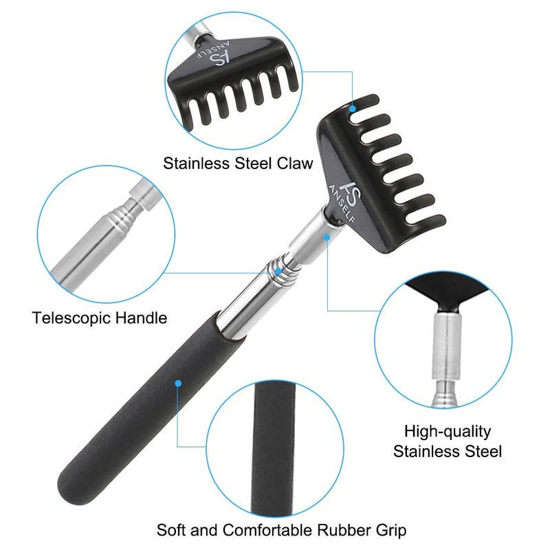 Stainless Steel Back Scratcher Massager Metal Compact Extendable 5 Section