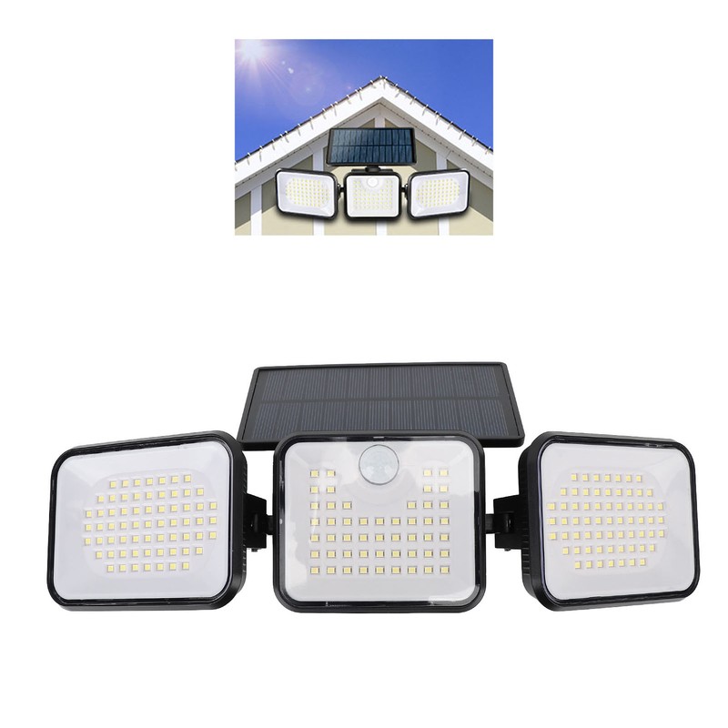 Solar Motion Sensing Light Rotating 3 Head IP65 Waterproof Decorative