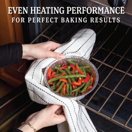 PLASTICPRO 6.5'' Inch Round Tin Foil Pans Disposable Aluminum, Freezer & Oven Safe - For Baking, Cooking, Storage, Roasting, & Reheating, Deep Pack of 50