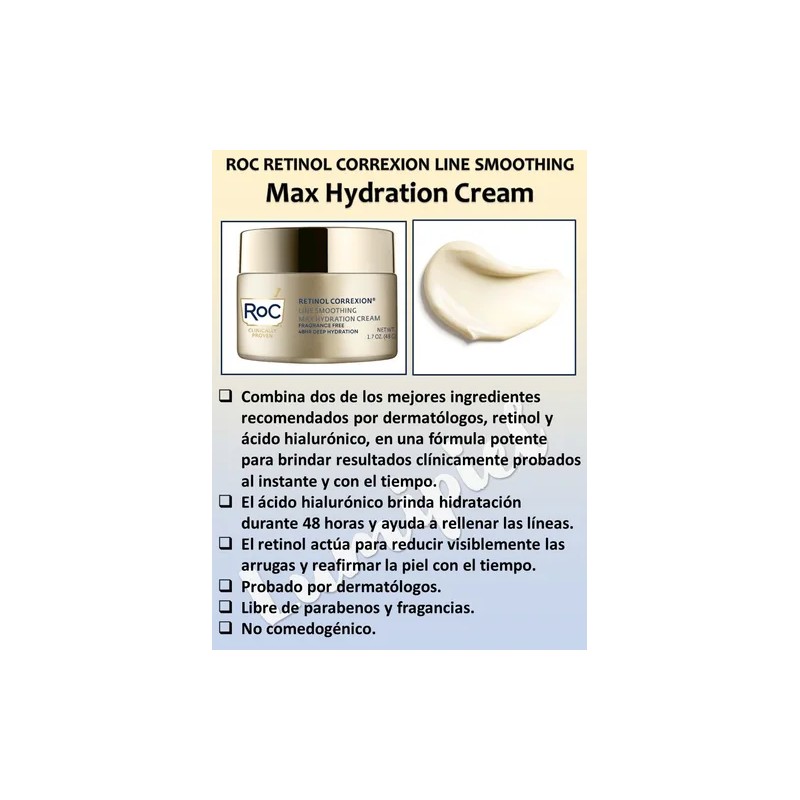 Roc Line Smoothing Max Hydration Crema Hidratante Sf 48g