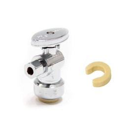 (Pack of 2) EFIELD Ice Maker/Refrigerator Stop Straight Valve: Push Fit 1/4-Turn Straight Stop Valve Water Shut Off 1/2 Push x 1/4 Inch Compression With Dismount Clip Tool