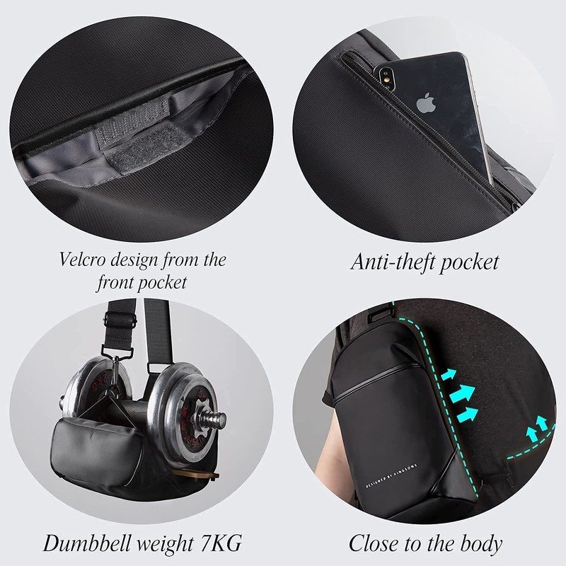 KINGSONS Sling Bag Small Crossbody Backpack for Men Waterproof Chest