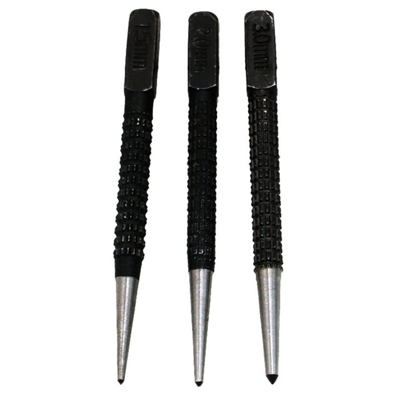 3pcs Centre Punch Set,Nail Punch, Centre Punch, 1/16"", 5/64'', 1/9""(1.5mm-3.0mm)